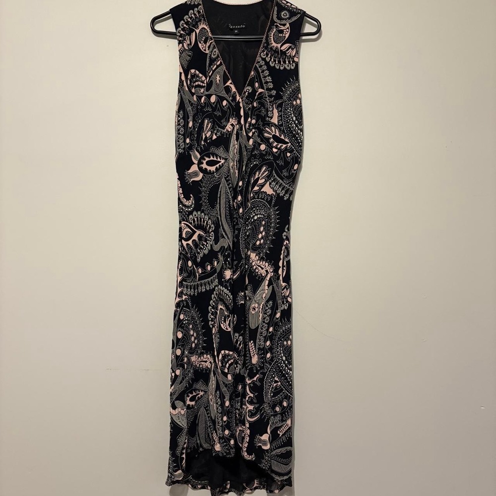 Vintage Whimsical Black and Pink Paisley Dress